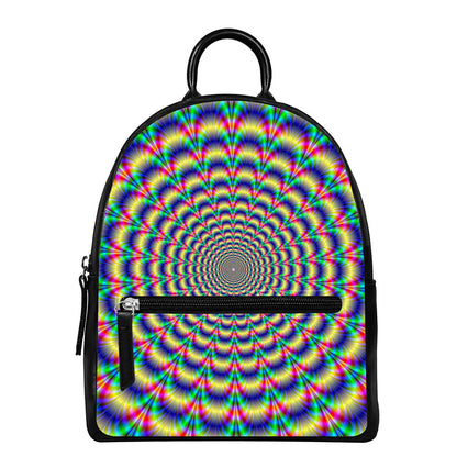 Psychedelic Explosion Optical Illusion Leather Backpack