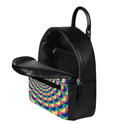 Psychedelic Explosion Optical Illusion Leather Backpack