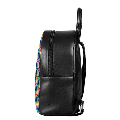 Psychedelic Explosion Optical Illusion Leather Backpack