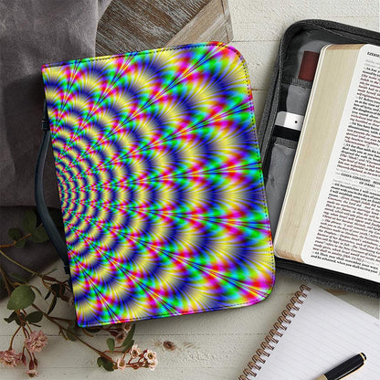 Psychedelic Explosion Optical Illusion Leather Bible Cover
