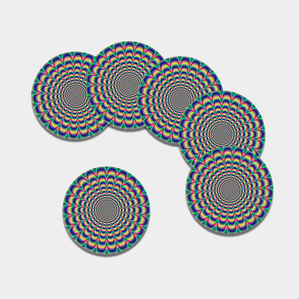 Psychedelic Explosion Optical Illusion Leather Coaster Set