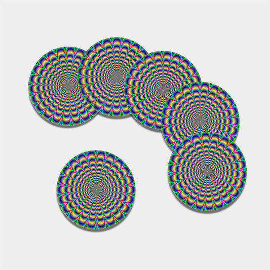 Psychedelic Explosion Optical Illusion Leather Coaster Set