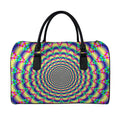 Psychedelic Explosion Optical Illusion Leather Duffel Bag