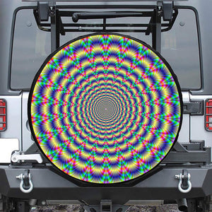 Psychedelic Explosion Optical Illusion Leather Spare Tire Cover