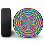 Psychedelic Explosion Optical Illusion Leather Spare Tire Cover