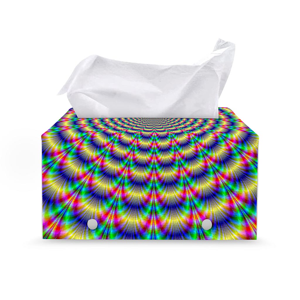 Psychedelic Explosion Optical Illusion Leather Tissue Box Cover