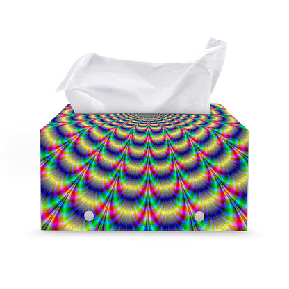 Psychedelic Explosion Optical Illusion Leather Tissue Box Cover