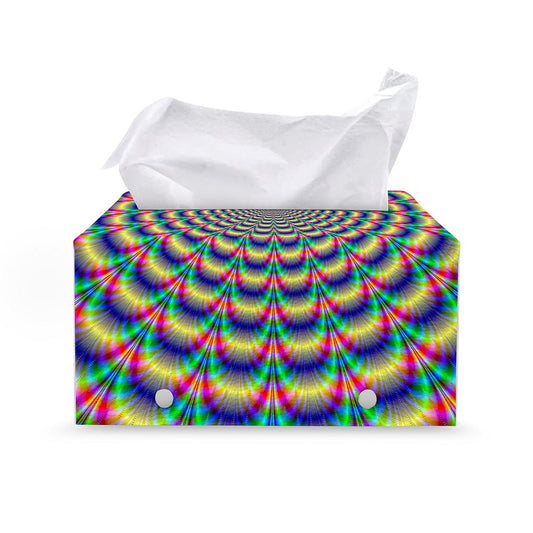 Psychedelic Explosion Optical Illusion Leather Tissue Box Cover