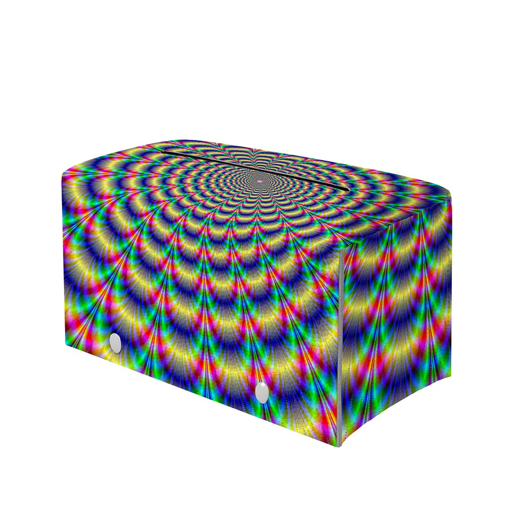 Psychedelic Explosion Optical Illusion Leather Tissue Box Cover