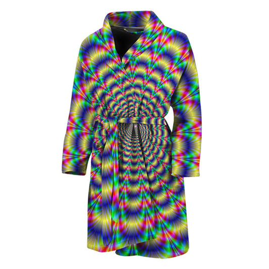 Psychedelic Explosion Optical Illusion Men's Bathrobe