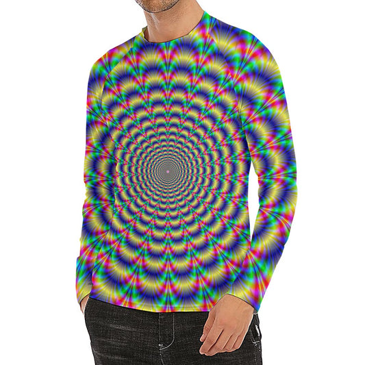 Psychedelic Explosion Optical Illusion Men's Long Sleeve Rash Guard