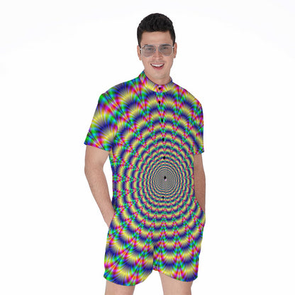 Psychedelic Explosion Optical Illusion Men's Rompers