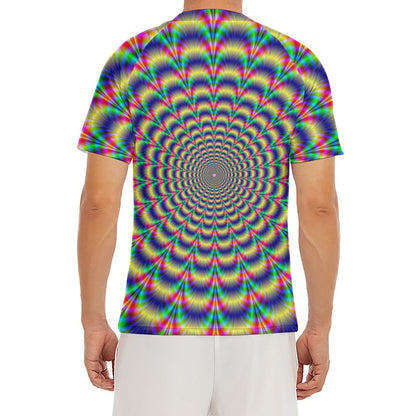 Psychedelic Explosion Optical Illusion Men's Short Sleeve Rash Guard