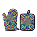 Psychedelic Explosion Optical Illusion Oven Mitt And Pot Holder Set
