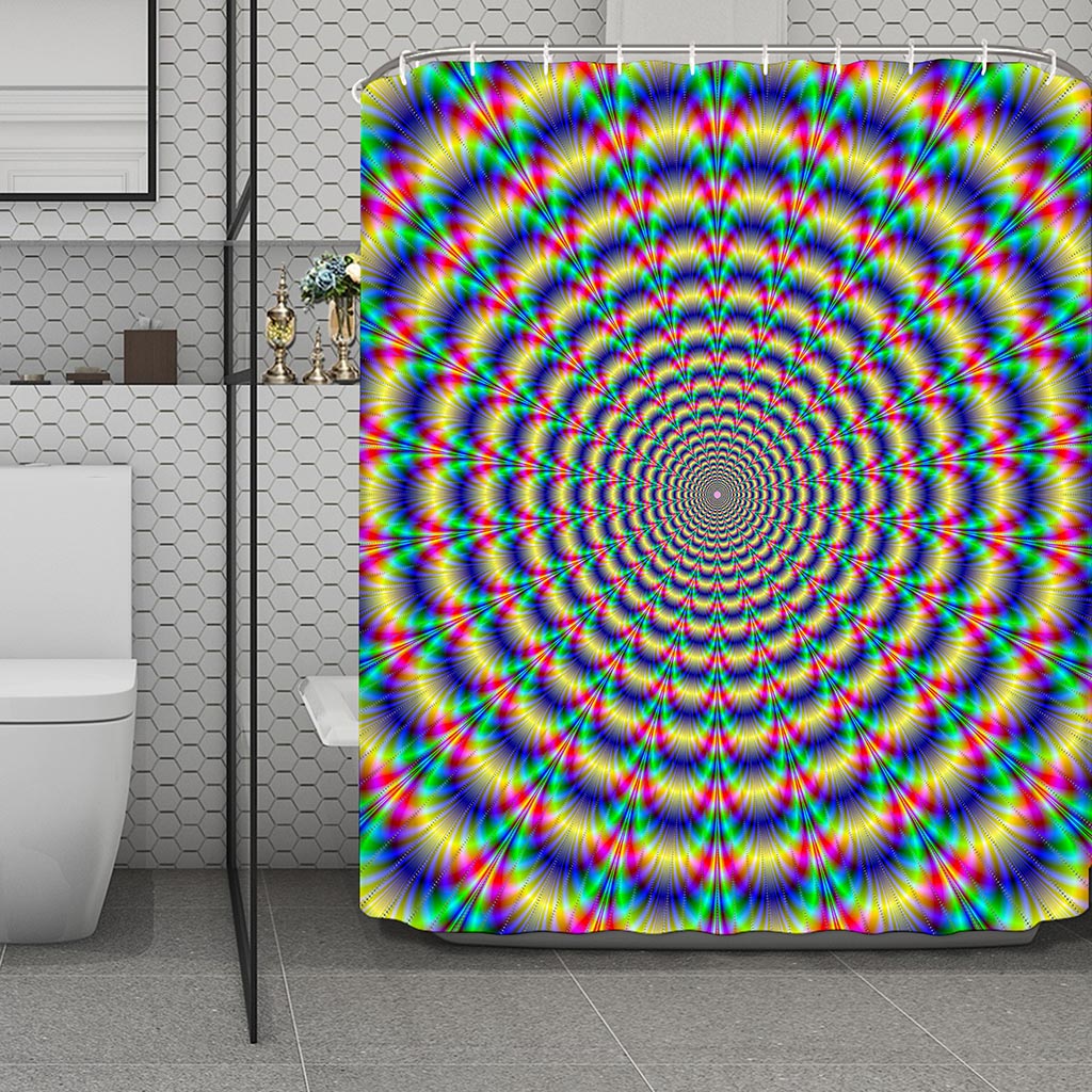 Psychedelic Explosion Optical Illusion Polyester Shower Curtain