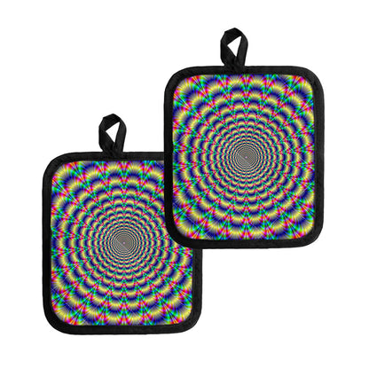 Psychedelic Explosion Optical Illusion Pot Holders
