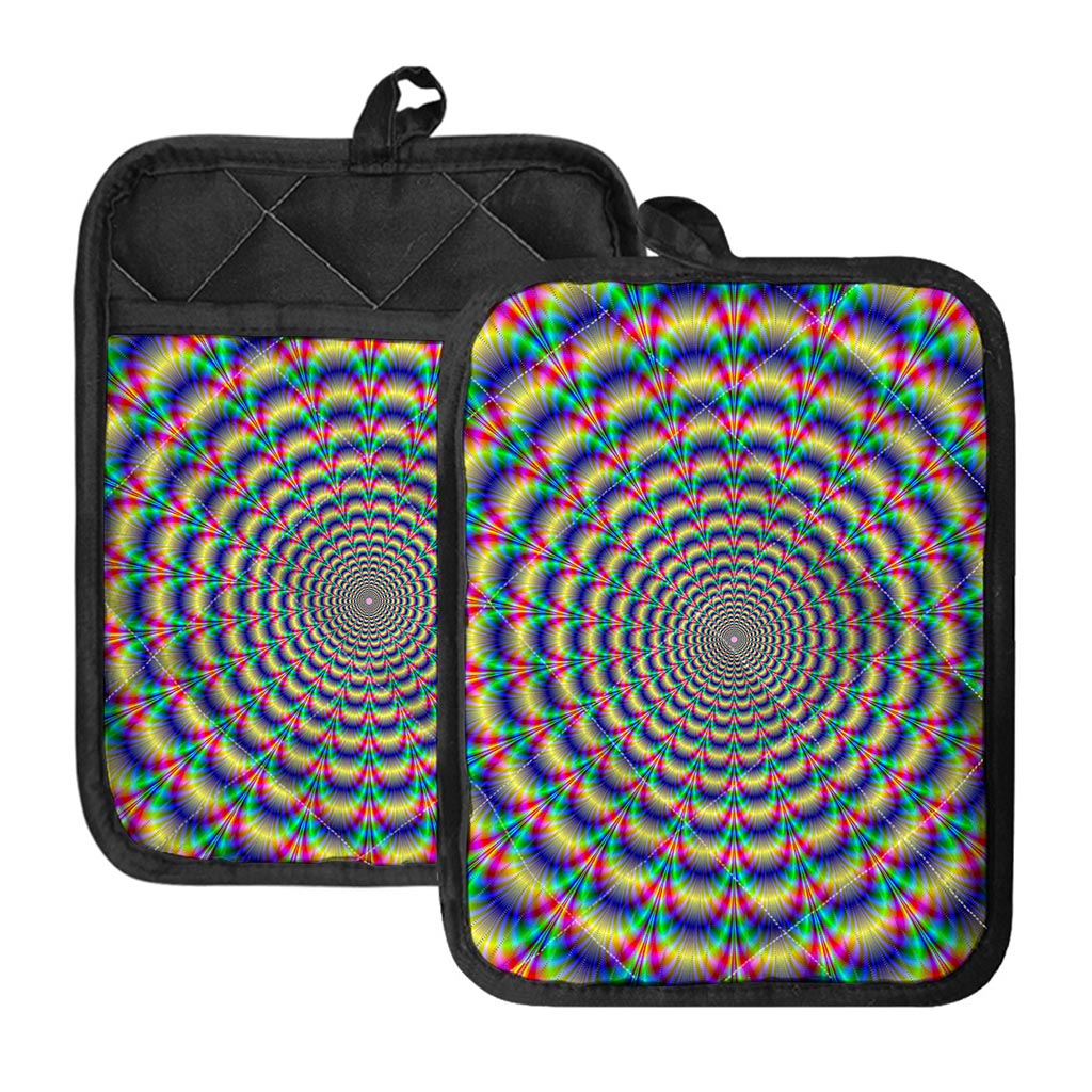 Psychedelic Explosion Optical Illusion Pot Holders With Pocket