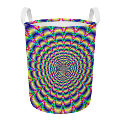 Psychedelic Explosion Optical Illusion Round Laundry Basket