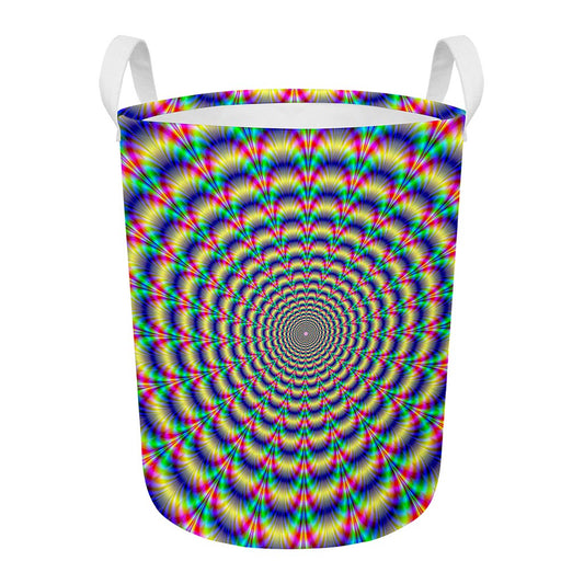 Psychedelic Explosion Optical Illusion Round Laundry Basket