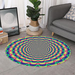 Psychedelic Explosion Optical Illusion Round Rug