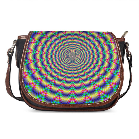 Psychedelic Explosion Optical Illusion Saddle Bag