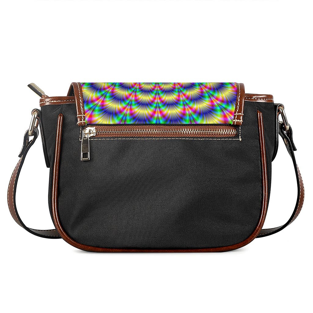 Psychedelic Explosion Optical Illusion Saddle Bag