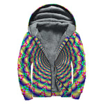 Psychedelic Explosion Optical Illusion Sherpa Lined Zip Up Hoodie