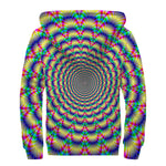 Psychedelic Explosion Optical Illusion Sherpa Lined Zip Up Hoodie