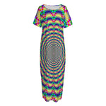 Psychedelic Explosion Optical Illusion Short Sleeve Long Nightdress