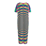 Psychedelic Explosion Optical Illusion Short Sleeve Long Nightdress