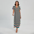 Psychedelic Explosion Optical Illusion Short Sleeve Maxi Dress