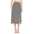 Psychedelic Explosion Optical Illusion Side Slit Midi Skirt