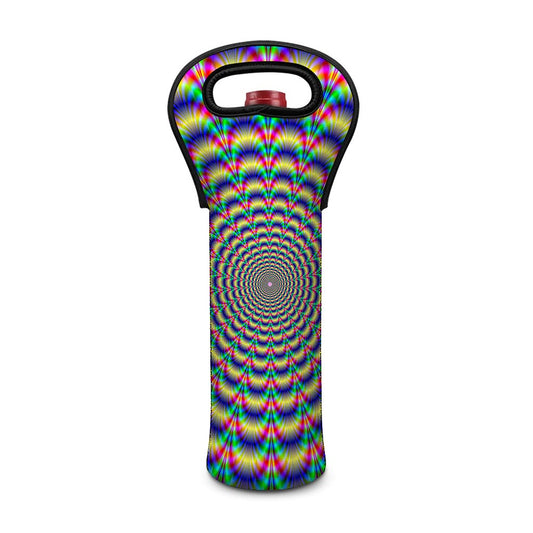 Psychedelic Explosion Optical Illusion Single Neoprene Wine Tote