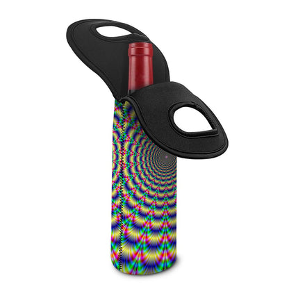 Psychedelic Explosion Optical Illusion Single Neoprene Wine Tote