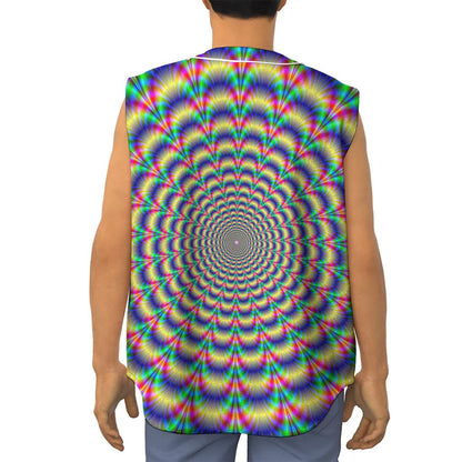 Psychedelic Explosion Optical Illusion Sleeveless Baseball Jersey