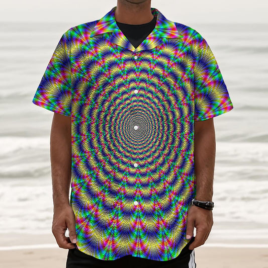 Psychedelic Explosion Optical Illusion Textured Short Sleeve Shirt