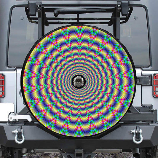 Psychedelic Explosion Optical Illusion Tire Cover With Camera Hole