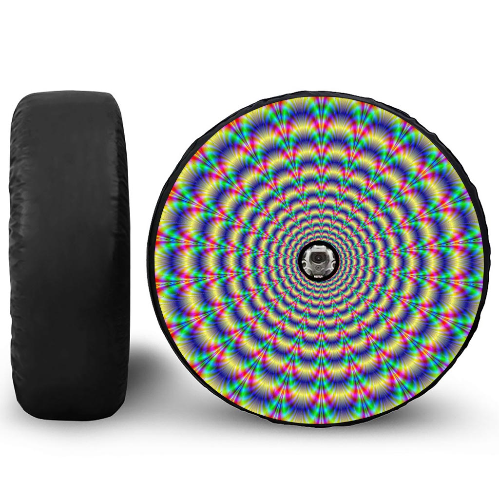 Psychedelic Explosion Optical Illusion Tire Cover With Camera Hole