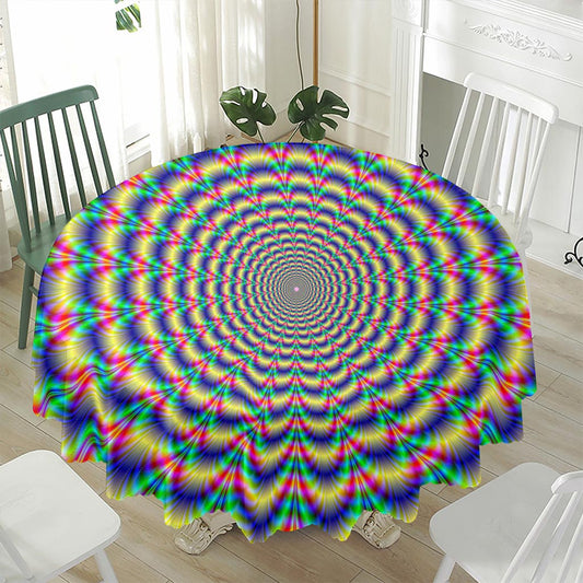 Psychedelic Explosion Optical Illusion Waterproof Round Tablecloth