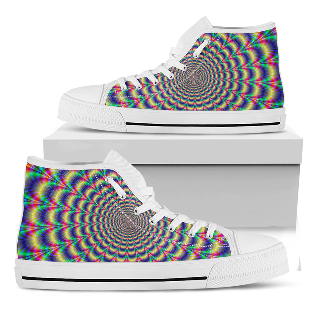 Psychedelic Explosion Optical Illusion White High Top Sneakers