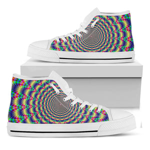 Psychedelic Explosion Optical Illusion White High Top Sneakers