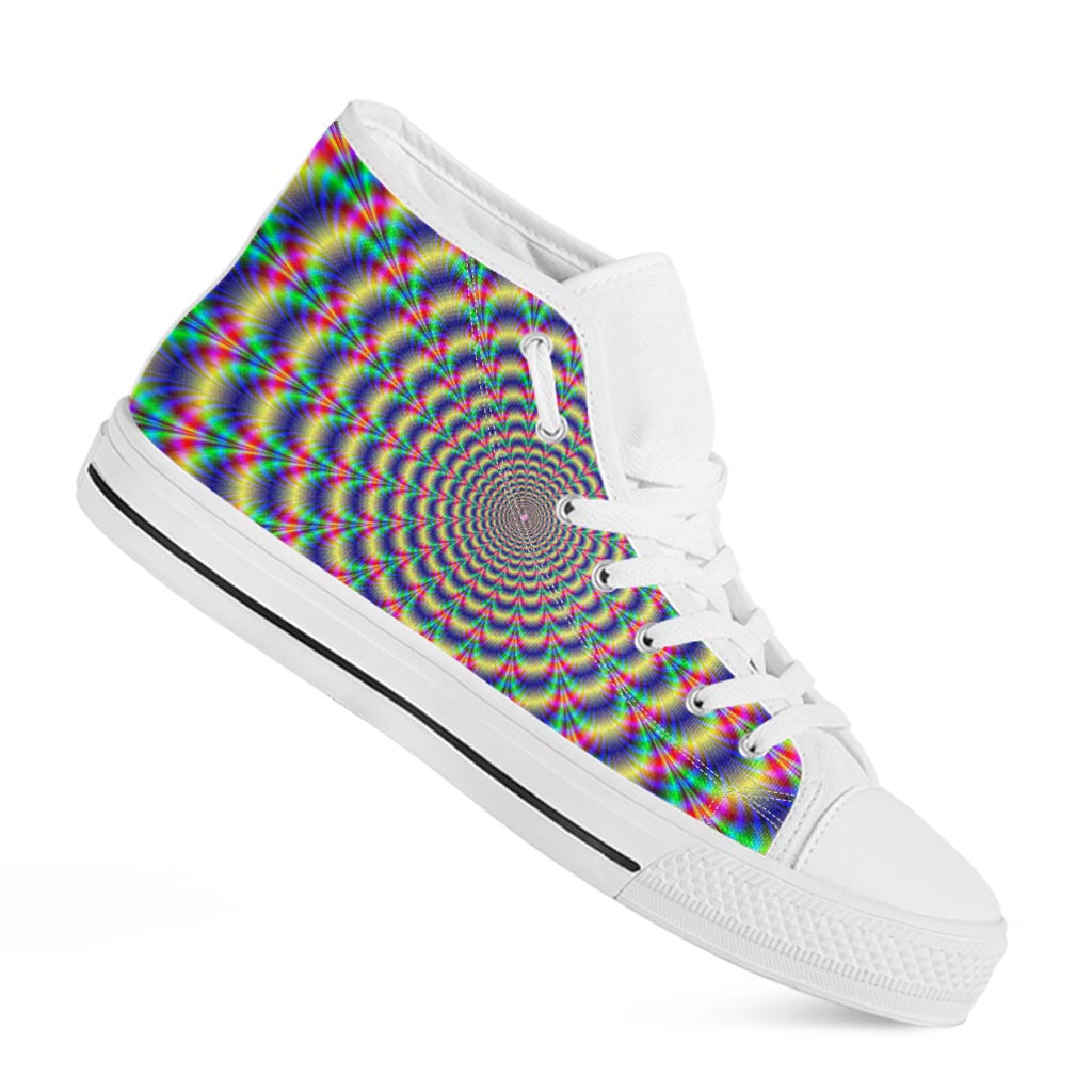 Psychedelic Explosion Optical Illusion White High Top Sneakers