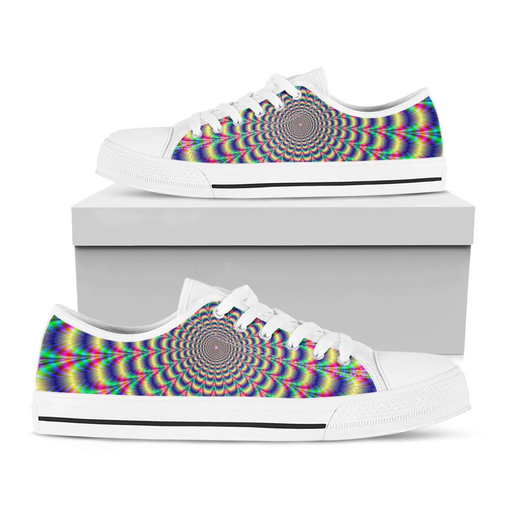 Psychedelic Explosion Optical Illusion White Low Top Sneakers