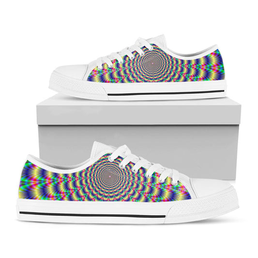 Psychedelic Explosion Optical Illusion White Low Top Sneakers