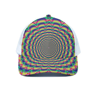 Psychedelic Explosion Optical Illusion White Mesh Trucker Cap