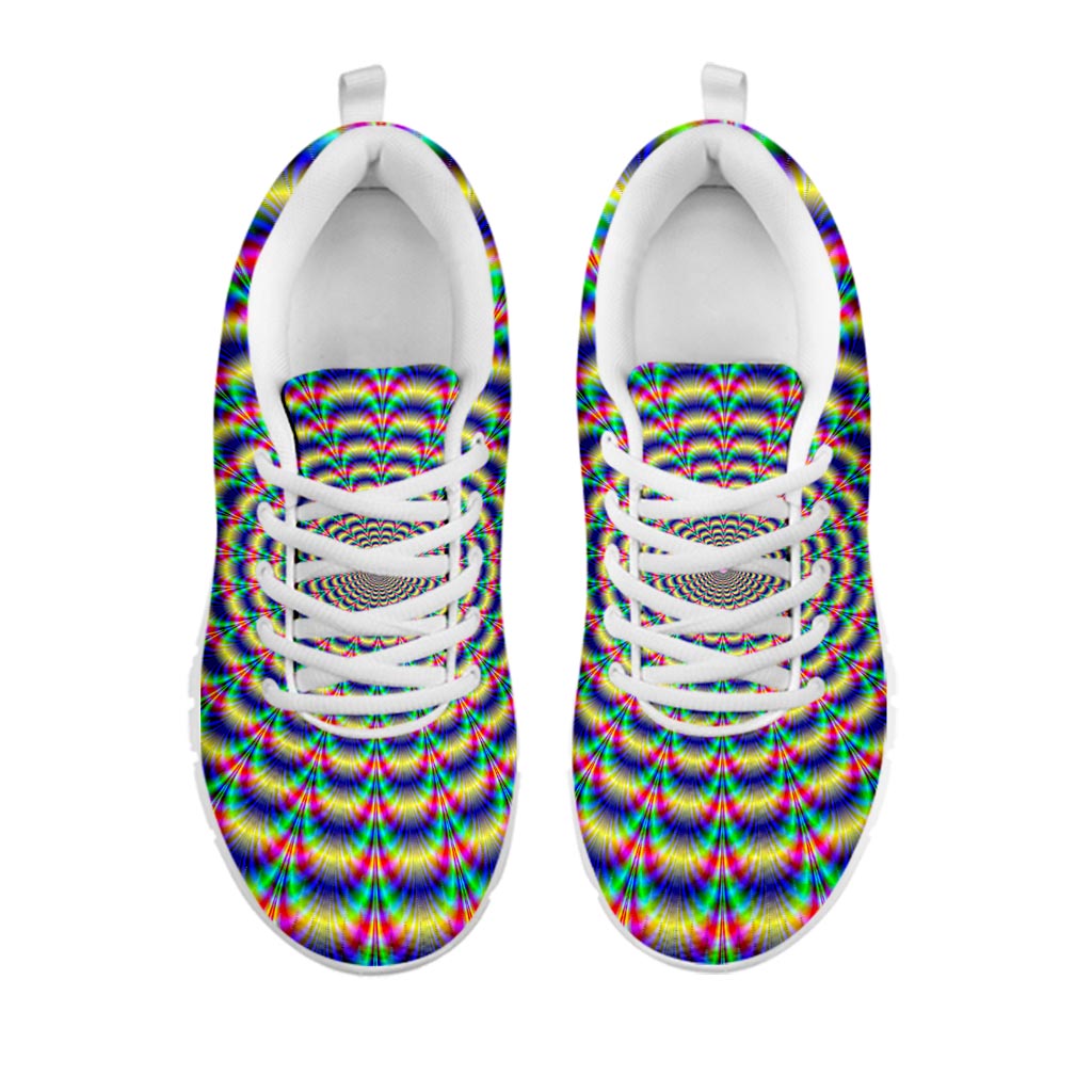 Psychedelic Explosion Optical Illusion White Running Shoes