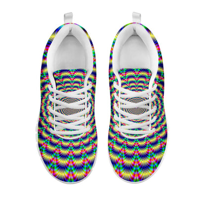 Psychedelic Explosion Optical Illusion White Running Shoes