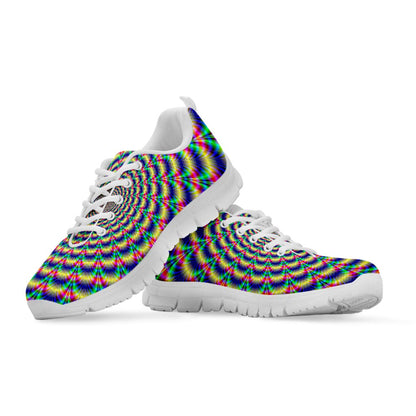 Psychedelic Explosion Optical Illusion White Running Shoes