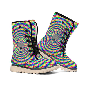 Psychedelic Explosion Optical Illusion Winter Boots