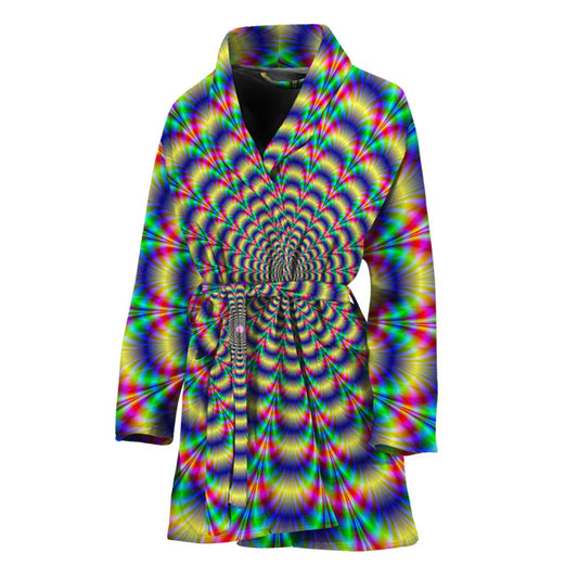 Psychedelic Explosion Optical Illusion Women's Bathrobe